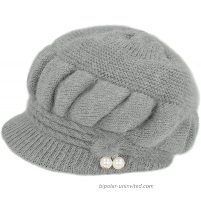Dahlia Women's Newsboy Cap - Angora Wool Winter Hat with Dangling Pearl Gray at  Women’s Clothing store