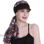 FocusCare Headwear for Women with Cancer Alopecia Cowboy Cap Hair Loss Turbans with Scarves Black at Women’s Clothing store