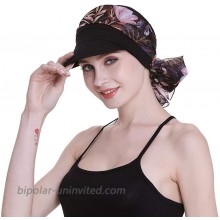 FocusCare Headwear for Women with Cancer Alopecia Cowboy Cap Hair Loss Turbans with Scarves Black at  Women’s Clothing store