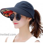 HINDAWI Sun Hats for Women Wide Brim UV Protection Sun Hat Summer Beach Packable Visor Black at Women’s Clothing store
