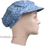 Landana Headscarves Light Blue Denim Jeans Ladies Spring Summer Cap with Paisley Floral Pattern at Women’s Clothing store