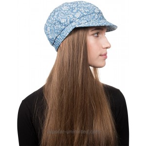 Landana Headscarves Light Blue Denim Jeans Ladies Spring Summer Cap with Paisley Floral Pattern at  Women’s Clothing store
