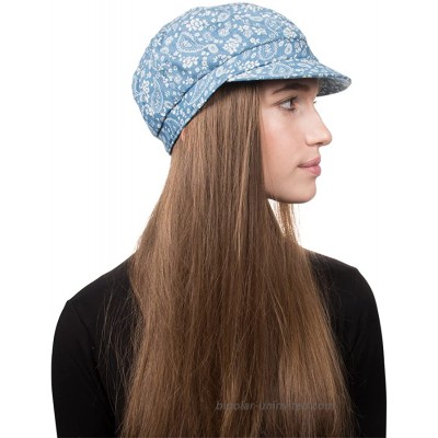 Landana Headscarves Light Blue Denim Jeans Ladies Spring Summer Cap with Paisley Floral Pattern at  Women’s Clothing store