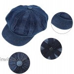 Meyaus Women Spring Summer Fall Denim Newsboy Cap Cabbie Paperboy Painter Visor Hat at Women’s Clothing store
