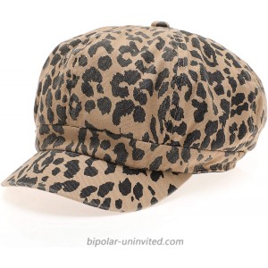 MIRMARU Women's Leopard Animal Printed Newsboy Visor Hat Baker Cabbie Cap with Elastic Back.Leopard-Brown at  Women’s Clothing store