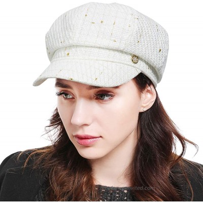 PanPacSight Women's Newsboy Hats Spring Wool Cabbie Beret Tweed Paperboy Cap White at  Women’s Clothing store