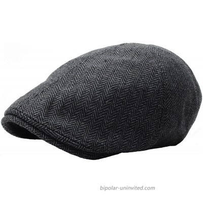 RaOn N04 Herringbone Soft Pattern Driving Wool Ivy Cap Cabbie Ascot Newsboy Beret Hat Black at  Men’s Clothing store