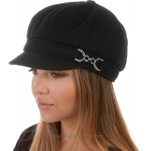 Sakkas 305BC Jessica Wool Newsboy Cabbie Hat with Rhinestone Buckle - Black - One Size at  Women’s Clothing store Women Winter Hats