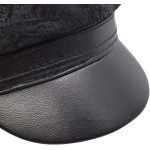 Sandy Ting Women's Leather 8 Panel Newsboy Caps Gatsby Beret Cabbie Hat at Women’s Clothing store