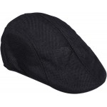Sepia Mens Womens Linen Plain Flat Newsboy Hat Cap Black at Men’s Clothing store