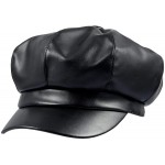 Sportmusies 8 Panels Newsboy Caps for Women PU Leather Cabbie Painter Hat Gatsby Ivy Beret Cap Black at Women’s Clothing store