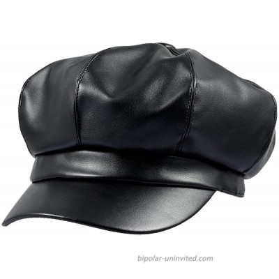 Sportmusies 8 Panels Newsboy Caps for Women PU Leather Cabbie Painter Hat Gatsby Ivy Beret Cap Black at  Women’s Clothing store