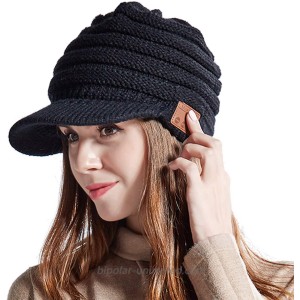 Women Bluetooth Newsboy Cabbies Beret Winter Beanie Warm Cotton Painter Crochet Knit Visor Hats with Brim Skull Peak Cap Black at  Women’s Clothing store