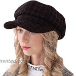 Womens Newsboy Cap Cotton Tweed Cabbie Peaked Beret Painter Fiddler Octagonal Girls Visor Hat Black