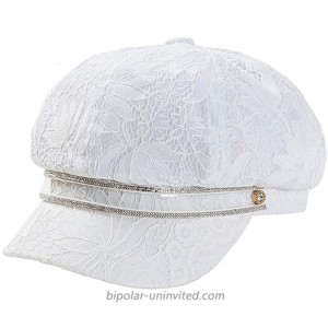 YAOSEN Women Lace Newsboy Cap Cotton Gatsby Cabbie Cap Visor Beret Hat with Adjustable Ribbon White at  Women’s Clothing store