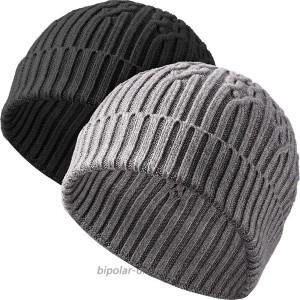 2 Pieces Men's Marled Beanie Winter Beanies Cap Cuffed Knit Beanie Hats Black and Dark Grey at  Men’s Clothing store