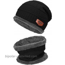 2-Pieces Winter Beanie Hat Scarf Set Warm Knit Hat Thick Fleece Lined Winter Cap Scarves for Men Women Black at  Women’s Clothing store