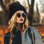 2 Pieces Women Double Pom Hat Winter Cable Knit Bobble Ball Cap Fleece Lined Beanie Faux Fur Snow Outdoor Ski Warm Knitted Cap at Men’s Clothing store