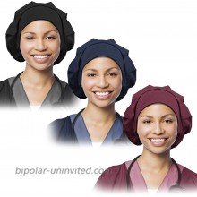 3 Pcs 2 Size Roomy Bouffant Working Cap with Bamboo Viscose Sweatband for Long Hair Women Adjustable