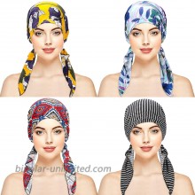 4 Pieces Women Pre Tied Turban Bandana Beanie Hat Sleep Hair Headscarf Cover Hat Chic Style at  Women’s Clothing store