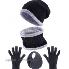 5 Pieces Winter Ski Warm Set Include Winter Knitted Hat Neck Warmer Outdoor Warmer Gloves Ear Warmer Black at  Women’s Clothing store