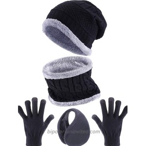 5 Pieces Winter Ski Warm Set Include Winter Knitted Hat Neck Warmer Outdoor Warmer Gloves Ear Warmer Black at  Women’s Clothing store