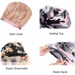 Abirfig Satin Lined Sleep Cap Slouchy Baggy Beanie Chemo Cancer Turban Headwear Bonnet Hair Cover Hat Gray Pink White Flowers at Women’s Clothing store
