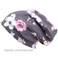 Abirfig Satin Lined Sleep Cap Slouchy Baggy Beanie Chemo Cancer Turban Headwear Bonnet Hair Cover Hat Gray Pink White Flowers at  Women’s Clothing store
