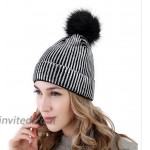 BabyPrice Women Girls Metallic Knitted Winter Beanie Hat Slouchy Faux Fur Pom Pom Skull Cap at Women’s Clothing store