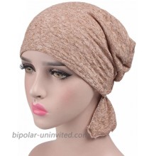 beauty YFJH Print Cotton Chemo Head Scarf Turban Hat Sleep Cap Headwear Ethnic Wrap Ruffle Beanie for Women's Khaki at  Women’s Clothing store
