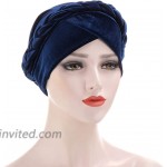 beauty YFJH Turban Headwraps Caps for Women - Pre-Tied Braid Twist Velvet Caps Chemo Hats for Cancer Headwear Navy Blue at Women’s Clothing store