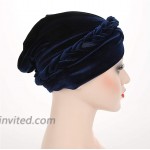 beauty YFJH Turban Headwraps Caps for Women - Pre-Tied Braid Twist Velvet Caps Chemo Hats for Cancer Headwear Navy Blue at Women’s Clothing store