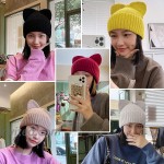 Bellady Cat Hat Beanie with Cat Ears for Women Knit Womens Hat Girls Yellow at Women’s Clothing store