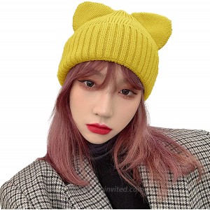 Bellady Cat Hat Beanie with Cat Ears for Women Knit Womens Hat Girls Yellow at  Women’s Clothing store