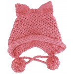 BIBITIME Women's Hat Cat Ear Crochet Braided Knit Caps Warm Snowboarding Winter One Size Pink at Women’s Clothing store