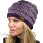 C.C Trendy Warm Chunky Soft Stretch Cable Knit Beanie Skully Violet Purple at Women’s Clothing store
