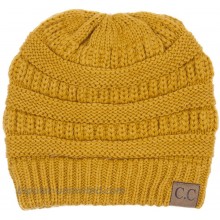 C.C Trendy Warm Chunky Soft Stretch Cable Knit Beanie Slouchy Skully Winter Hat Mustard at  Women’s Clothing store