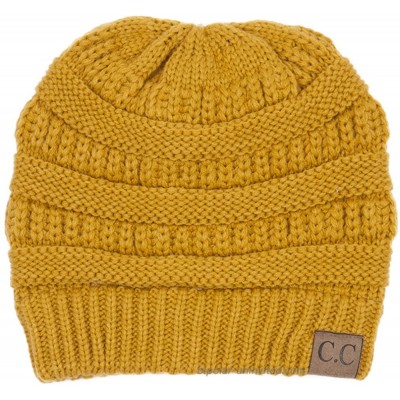 C.C Trendy Warm Chunky Soft Stretch Cable Knit Beanie Slouchy Skully Winter Hat Mustard at  Women’s Clothing store