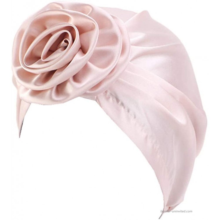 CCCHO Women’s Satin Flower Elastic Turban Beanie Head Wrap Chemo Cap Hair Loss Hat Pink at Women’s Clothing store