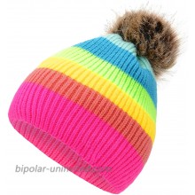 Century Star Womens Beanie Hat Winter Hats for Women Snow Pom Knit Beanie Rainbow at  Women’s Clothing store