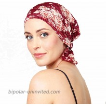 Chemo Beanies Burgundy Floral Pleated Knit at  Women’s Clothing store