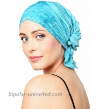Chemo Beanies Molly Aqua Dye Ruffle at  Women’s Clothing store
