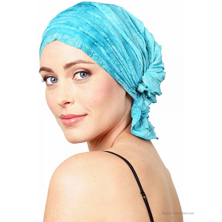 Chemo Beanies Molly Aqua Dye Ruffle at Women’s Clothing store