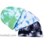 Croogo Tie Dye Beanie Winter Plain Skull Ski Watch Hat Soft Daily Ribbed Toboggan Cap Headwear for Men WomenKH38 Blue at Women’s Clothing store