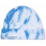 Croogo Tie Dye Beanie Winter Plain Skull Ski Watch Hat Soft Daily Ribbed Toboggan Cap Headwear for Men WomenKH38 Blue at Women’s Clothing store