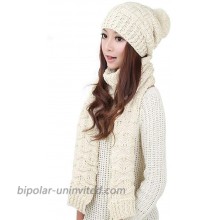 D&P Women's Girls Winter Warm Cozy Fashion Knitted Hat Beanie Scarf Set White at  Women’s Clothing store