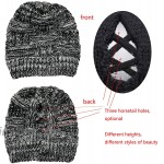 DANMY Ponytail Beanie for Women High Messy Bun Beanie Hat with Ponytail Hole Winter Warm Beanie Knit Hat one Size 2pcs-Gray Black at Women’s Clothing store