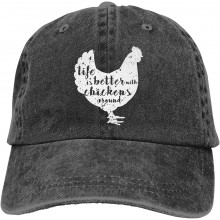 Denim Cap Life is Better with Chickens Around Baseball Dad Cap Classic Adjustable Casual Sports for Men Women Hats at  Men’s Clothing store