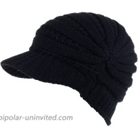 DRY77 Fashion Futuristic Style Look Knitted Beanie Hat with Visor for Women Black