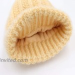 FARI Winter Beanie for Women Knit Slouchy Oversized Hat Warm Ski Cap with Pom Pom Beige-Yellow at Women’s Clothing store